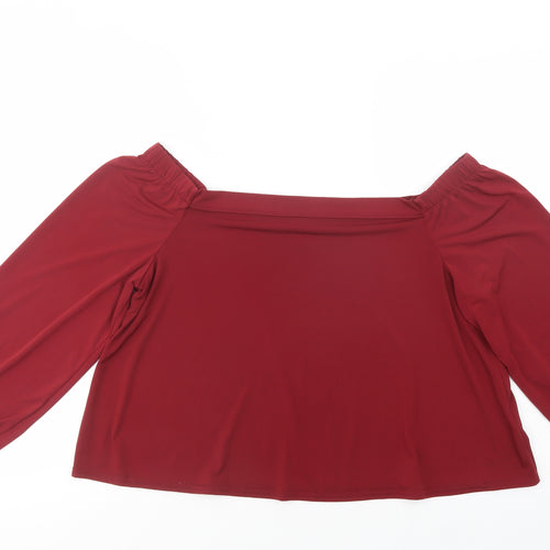 New Look Womens Purple  Polyester Cropped Blouse Size 14 Off the Shoulder
