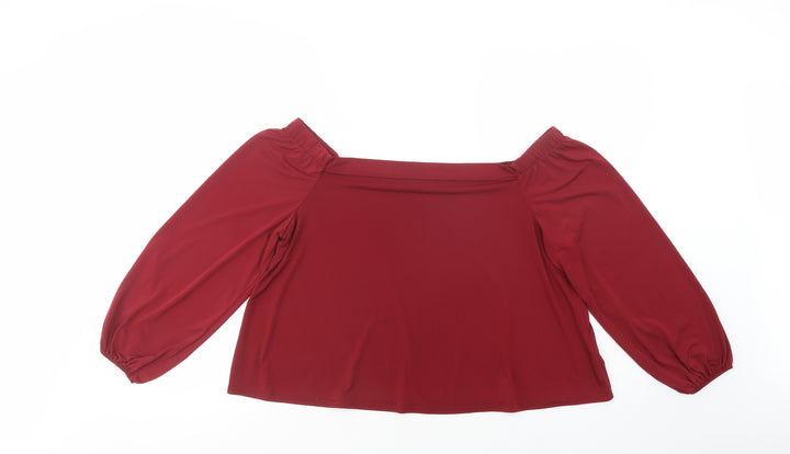 New Look Womens Purple Polyester Cropped Blouse Size 14 Off the Shoulder