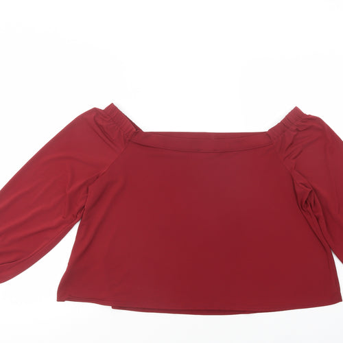 New Look Womens Purple  Polyester Cropped Blouse Size 14 Off the Shoulder