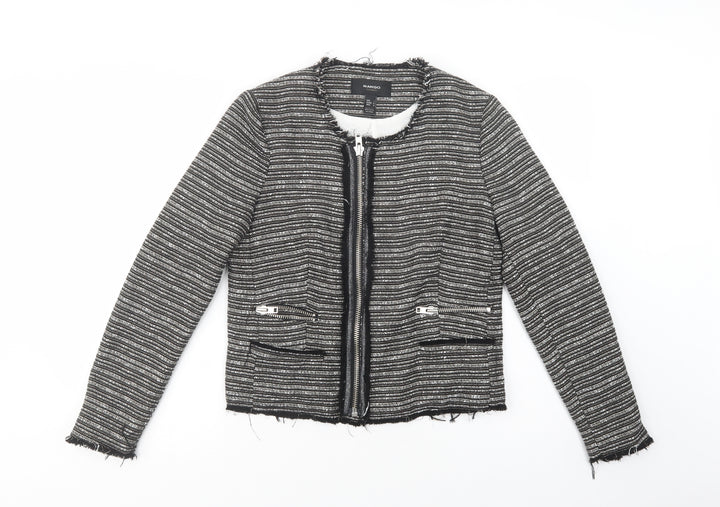 Mango Womens Grey   Jacket Blazer Size L  Zip
