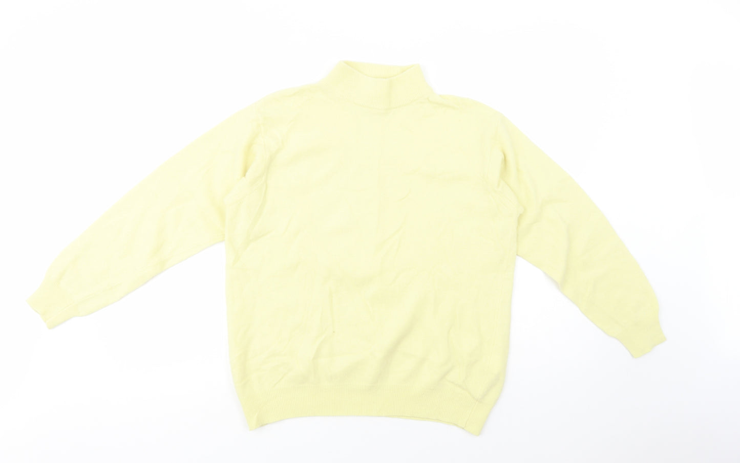 Afibel Womens Yellow Mock Neck  Wool Pullover Jumper Size 20