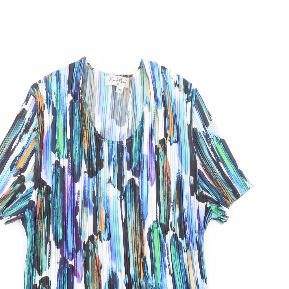 Mudflower Womens Multicoloured Geometric Polyester Basic Blouse Size S Scoop Neck