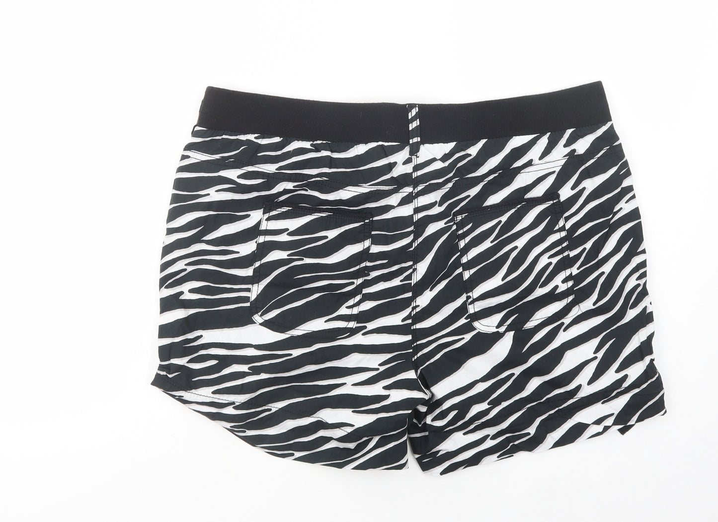 George Womens Black Animal Print Cotton Bermuda Shorts Size 16 L5 in Regular Drawstring