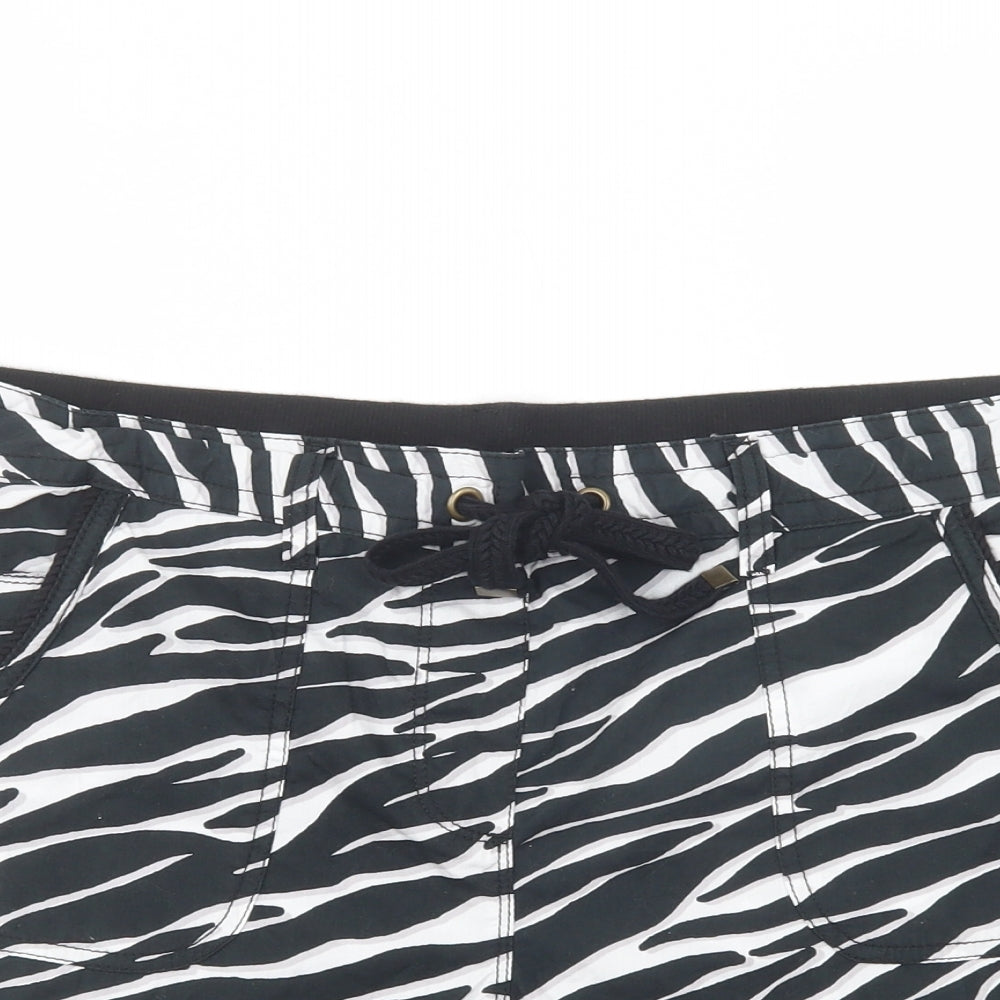 George Womens Black Animal Print Cotton Bermuda Shorts Size 16 L5 in Regular Drawstring