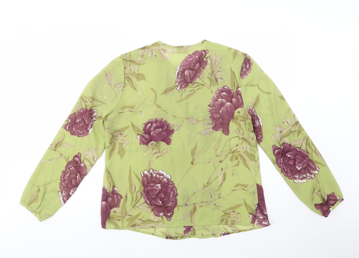 Kaleidoscope Womens Green Floral Polyester Basic Blouse Size 18 Crew Neck
