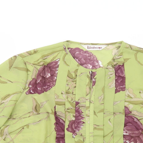Kaleidoscope Womens Green Floral Polyester Basic Blouse Size 18 Crew Neck