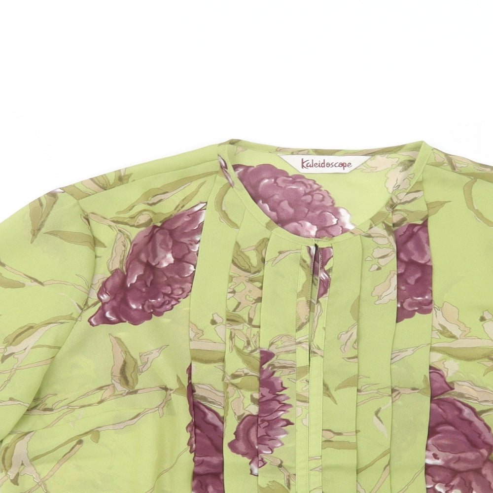 Kaleidoscope Womens Green Floral Polyester Basic Blouse Size 18 Crew Neck