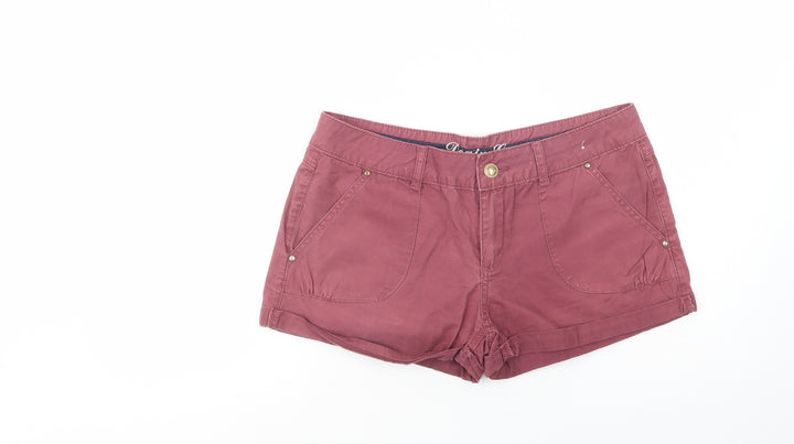 Denim Co. Womens Purple Cotton Hot Pants Shorts Size 10 L3 in Regular Button