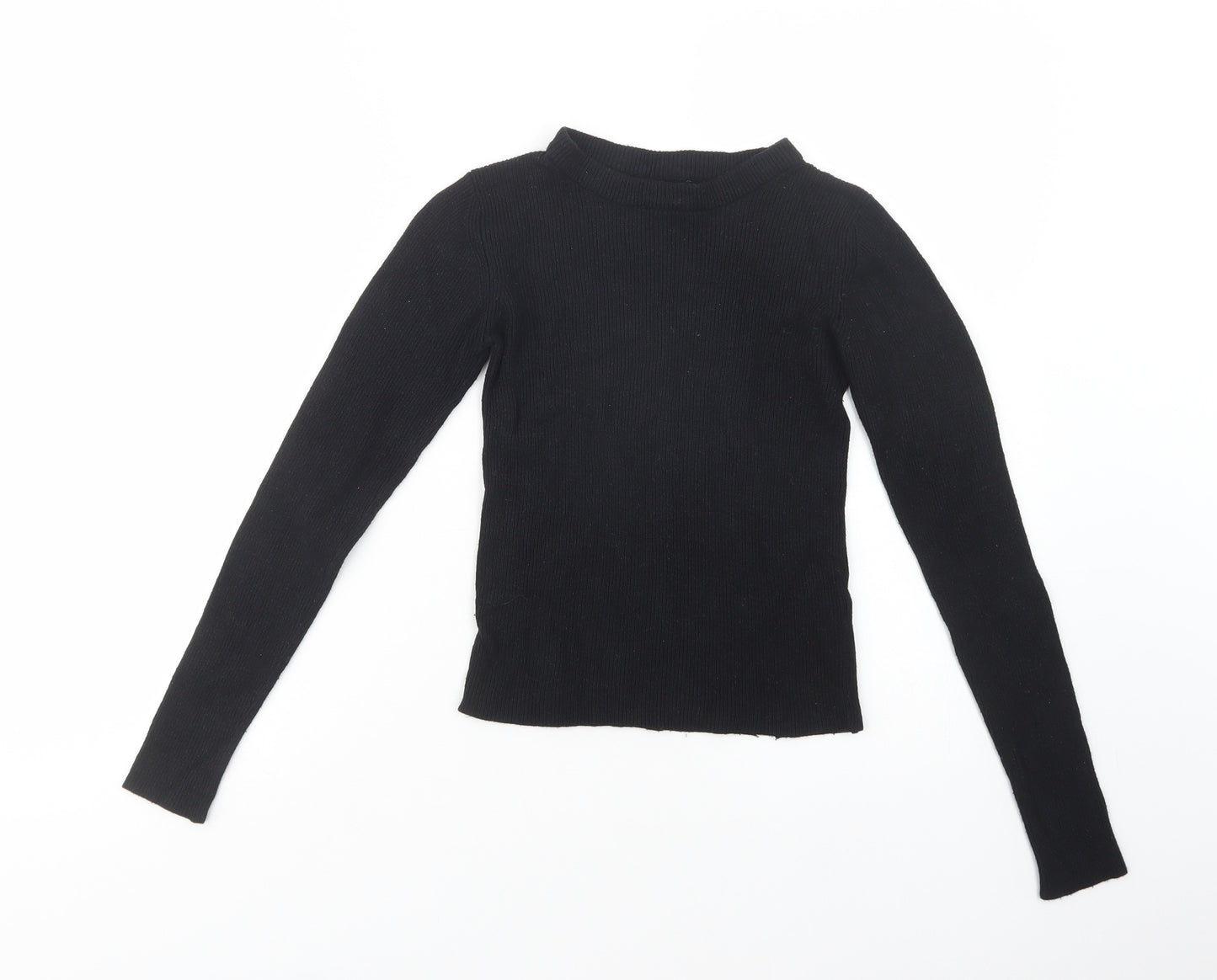 Pull & Bear Womens Black Crew Neck  Acrylic Pullover Jumper Size S
