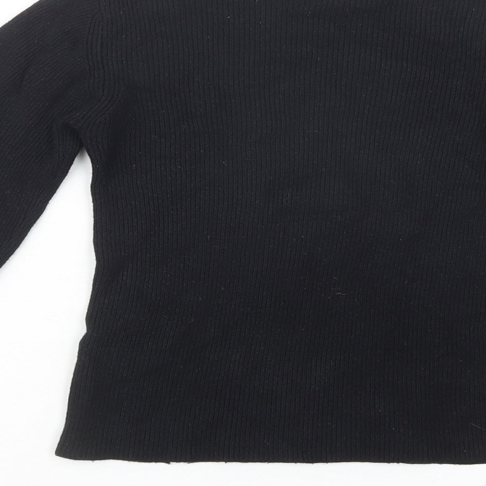 Pull & Bear Womens Black Crew Neck  Acrylic Pullover Jumper Size S