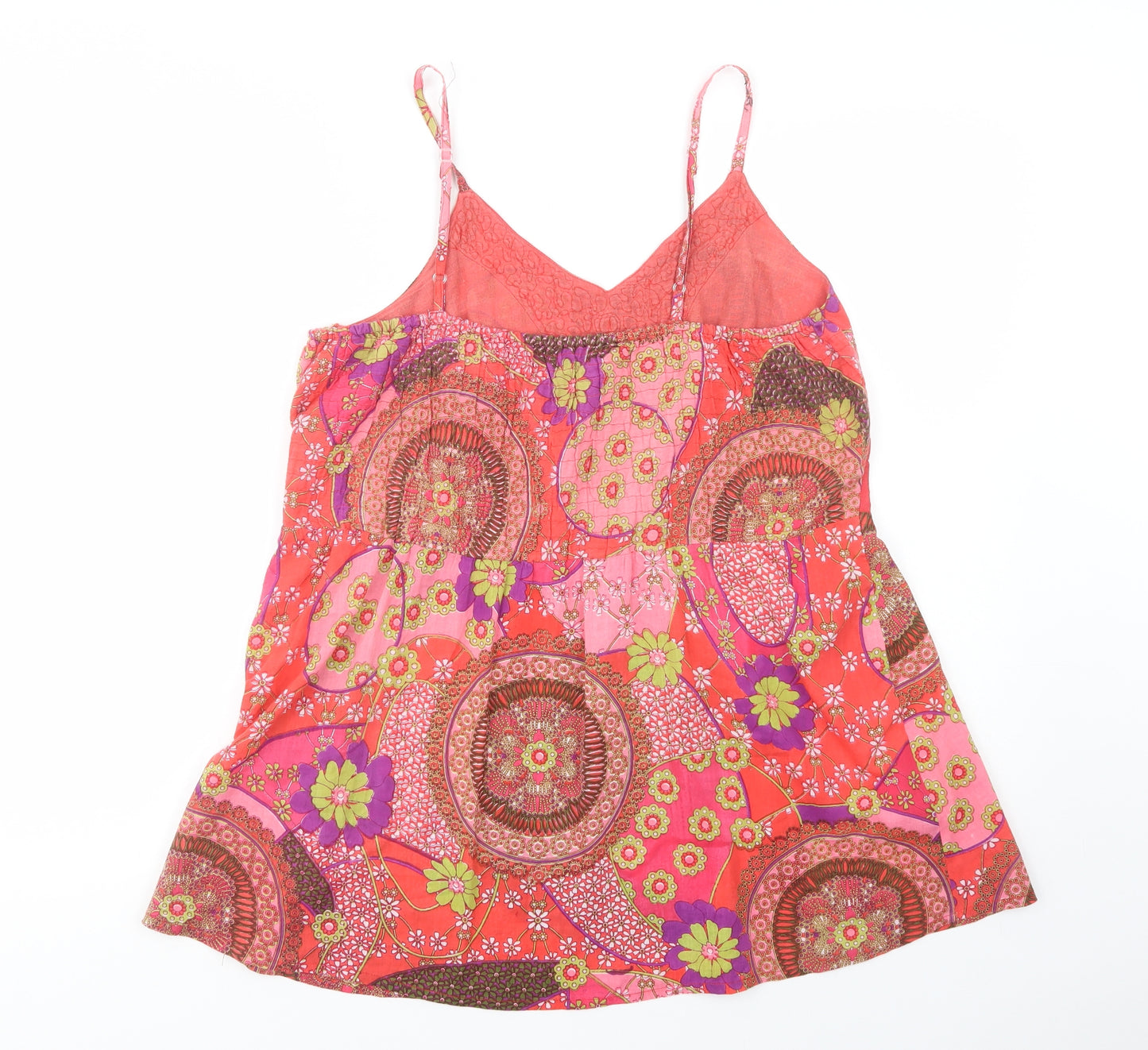 Klass Womens Red Floral Cotton Camisole Blouse Size 14 V-Neck