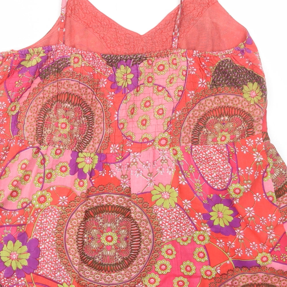 Klass Womens Red Floral Cotton Camisole Blouse Size 14 V-Neck