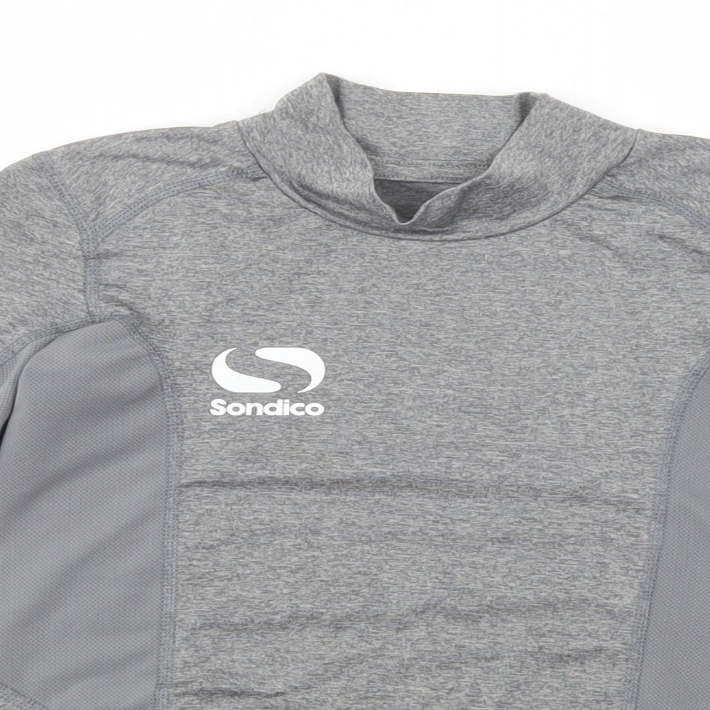 Sondico Girls Grey  Polyester Pullover T-Shirt Size 7-8 Years Mock Neck Pullover
