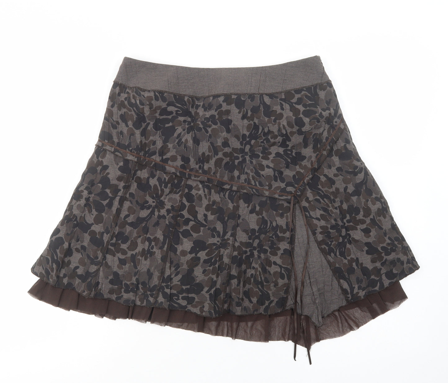 Xanaka Womens Grey Animal Print Polyester Mini Skirt Size 10   Zip