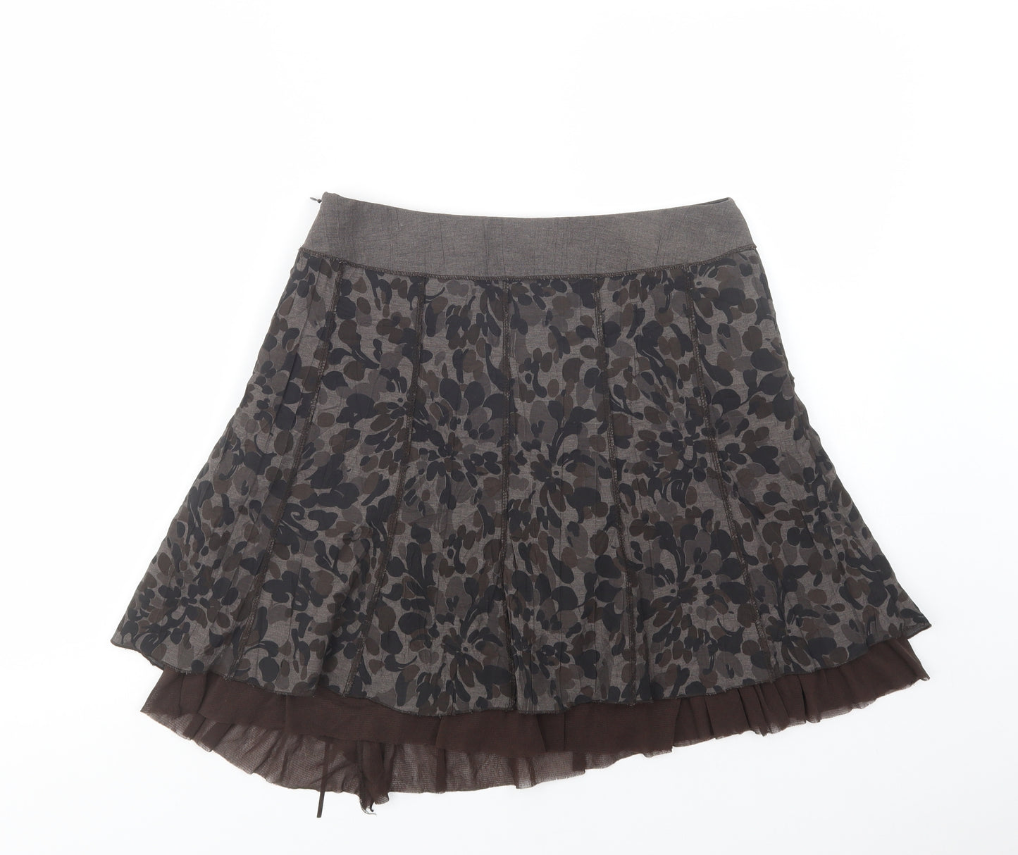 Xanaka Womens Grey Animal Print Polyester Mini Skirt Size 10   Zip