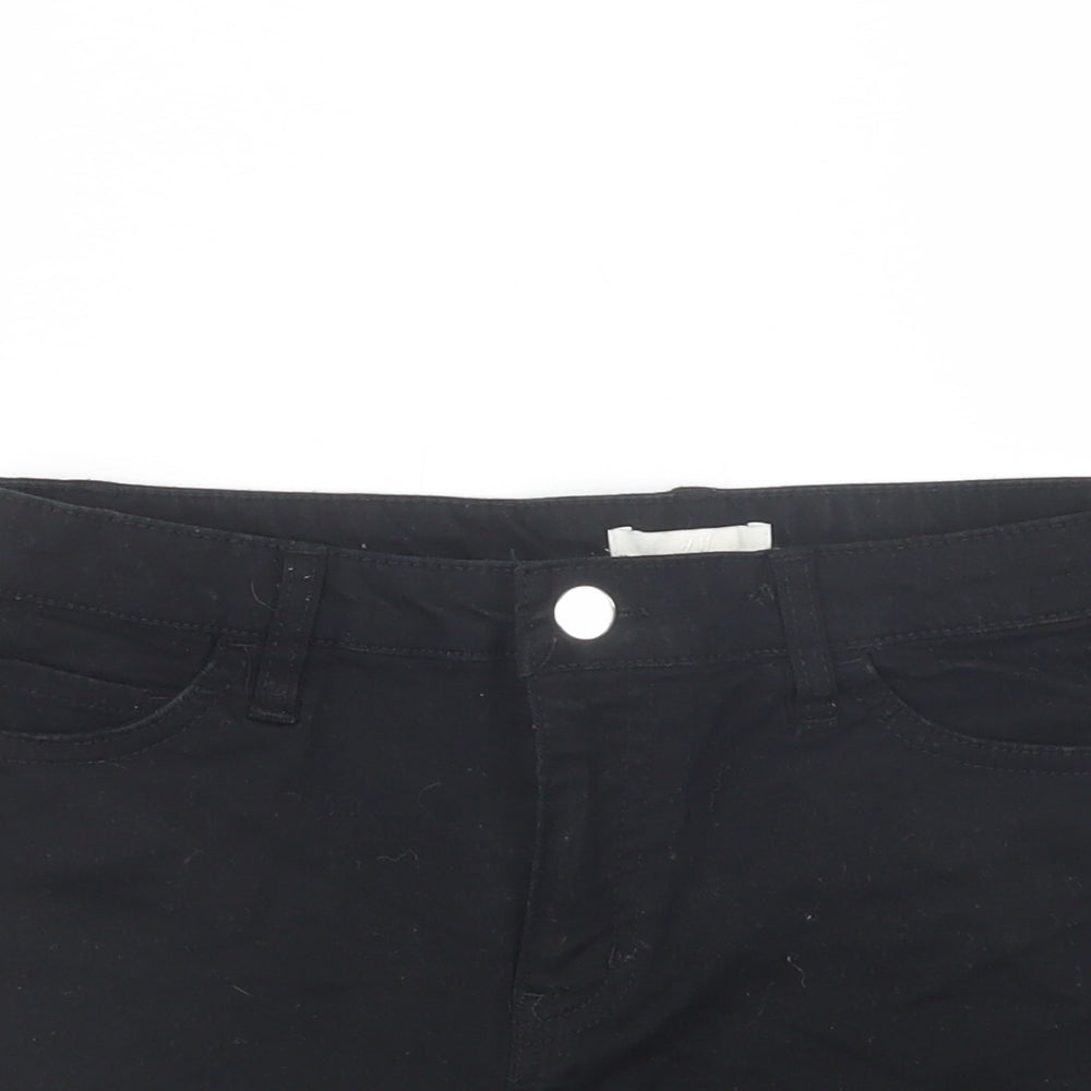 H&M Womens Black  Cotton Hot Pants Shorts Size 10 L4 in Regular Button