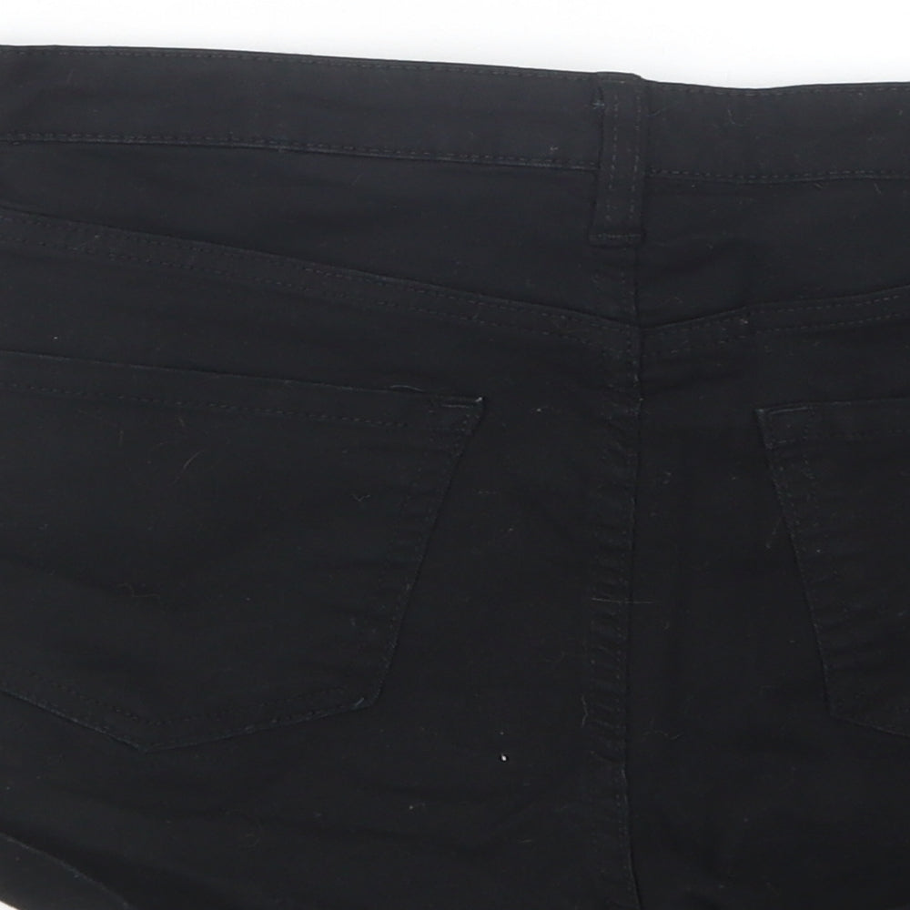 H&M Womens Black  Cotton Hot Pants Shorts Size 10 L4 in Regular Button