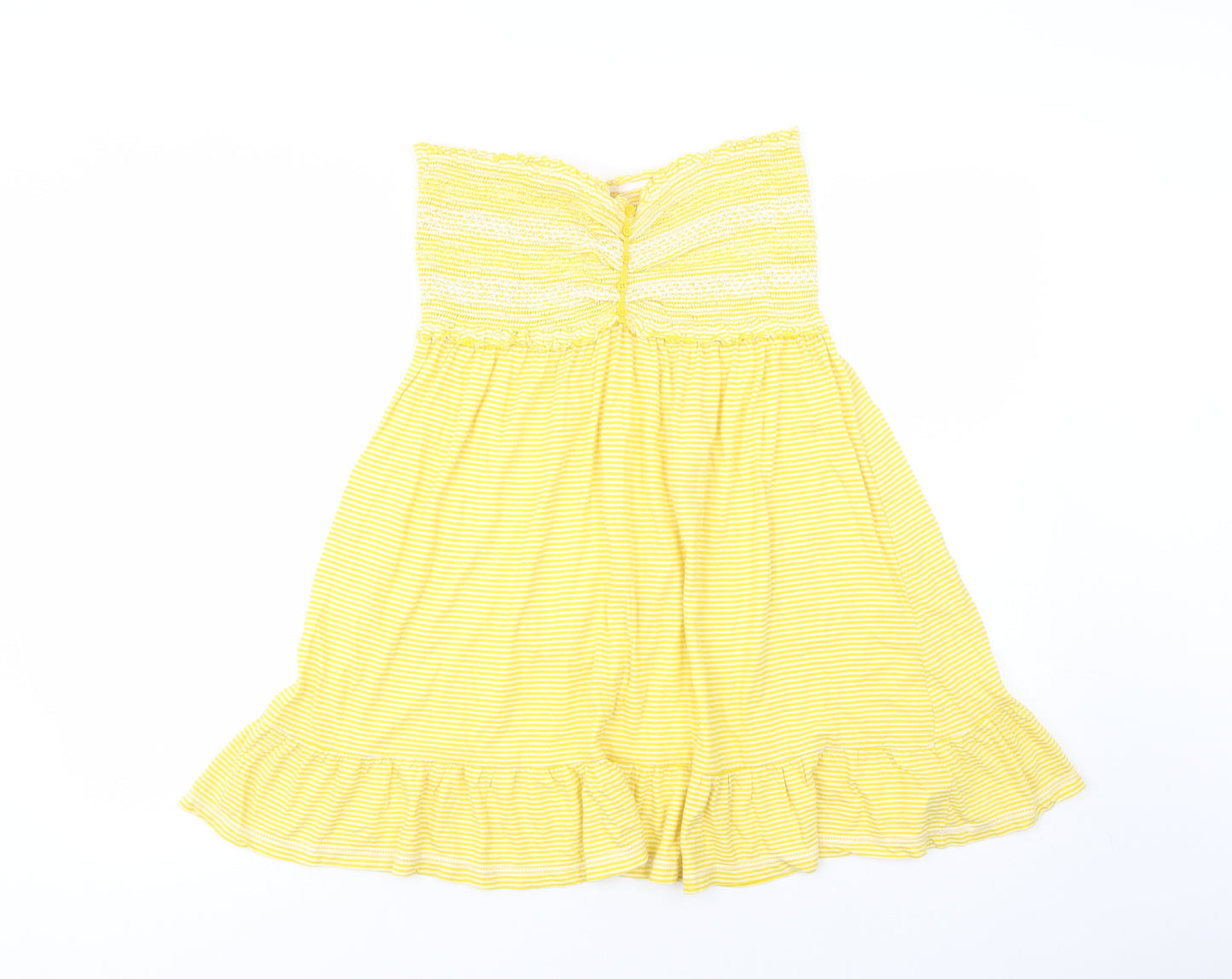 Denim Co. Womens Yellow Striped Cotton Mini  Size 16  Sweetheart Pullover