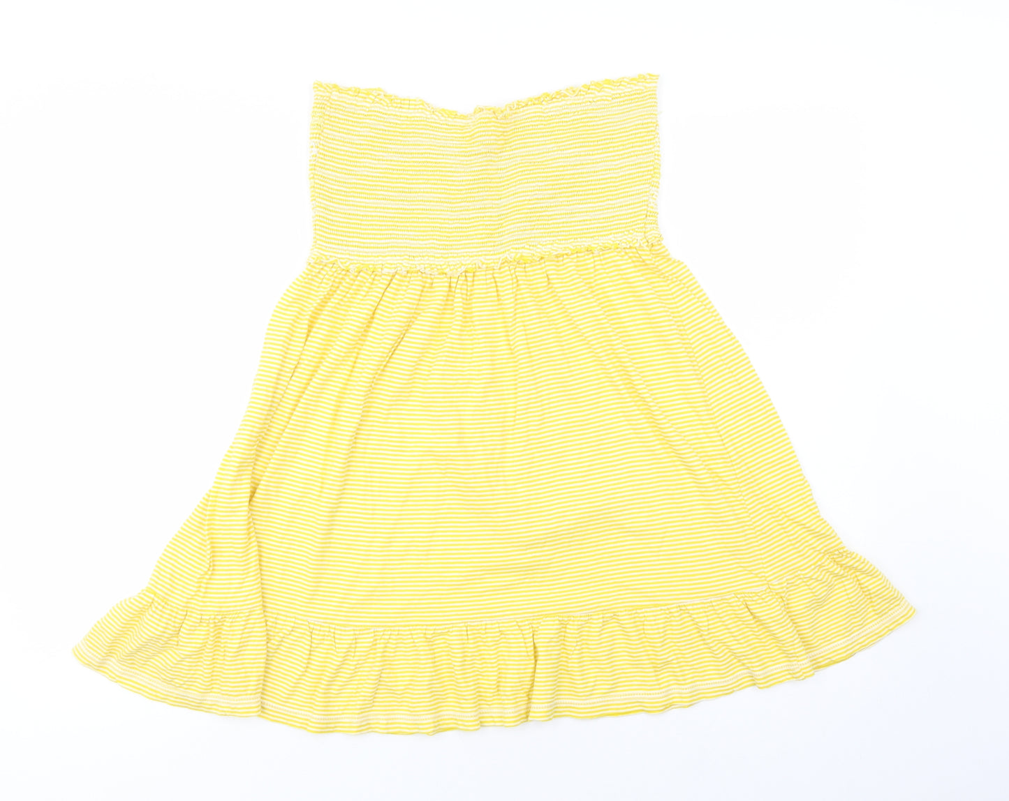 Denim Co. Womens Yellow Striped Cotton Mini  Size 16  Sweetheart Pullover