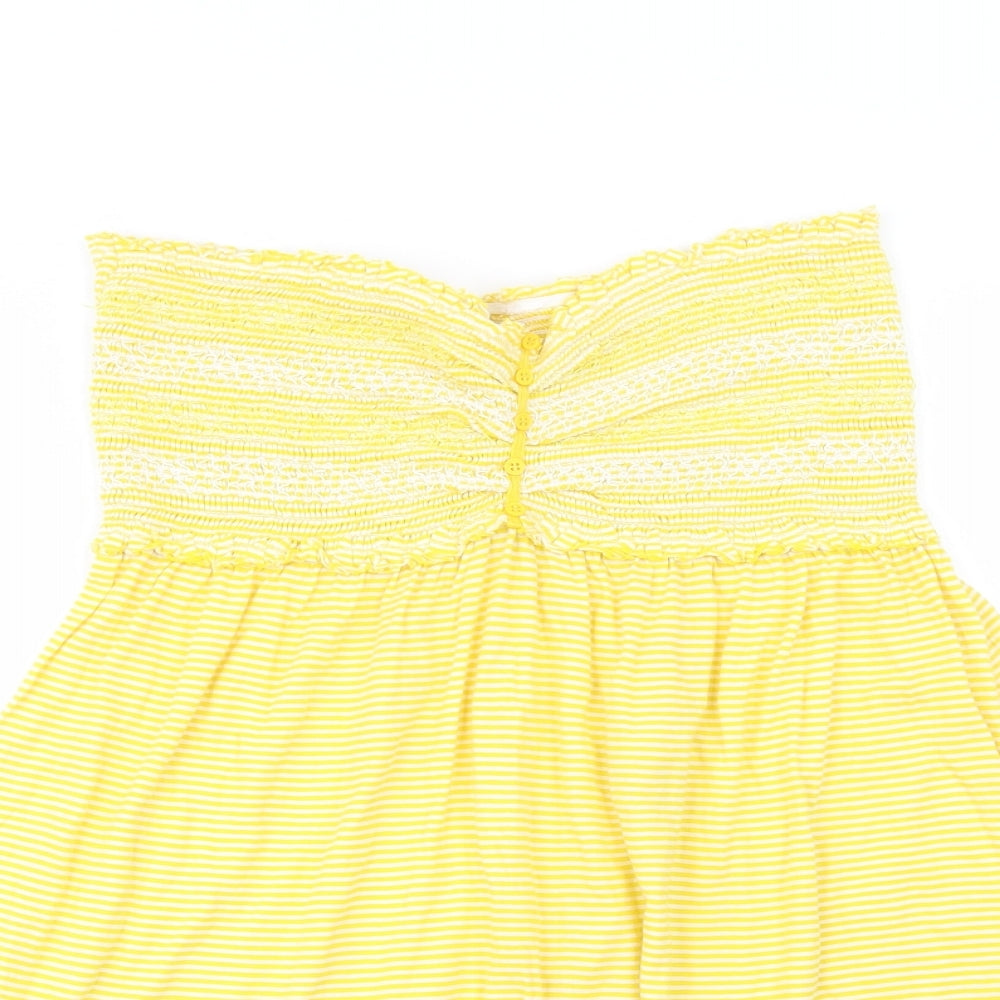 Denim Co. Womens Yellow Striped Cotton Mini  Size 16  Sweetheart Pullover