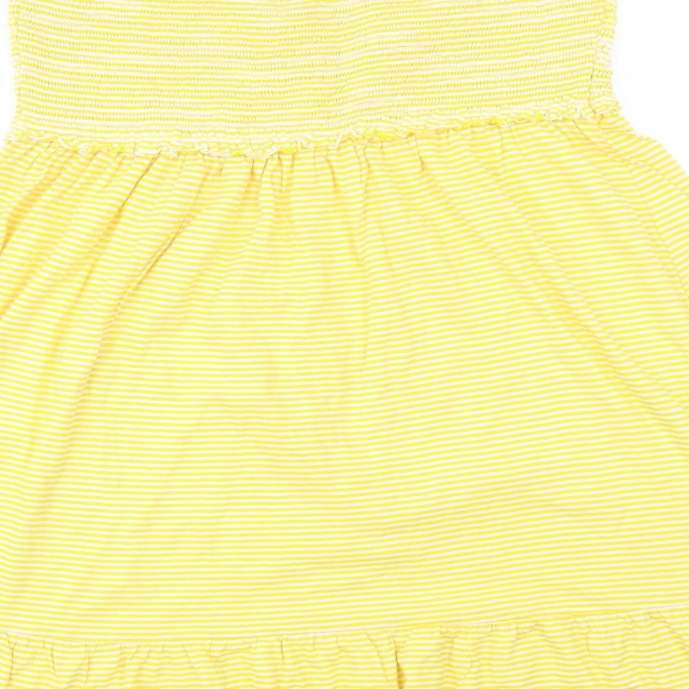 Denim Co. Womens Yellow Striped Cotton Mini  Size 16  Sweetheart Pullover