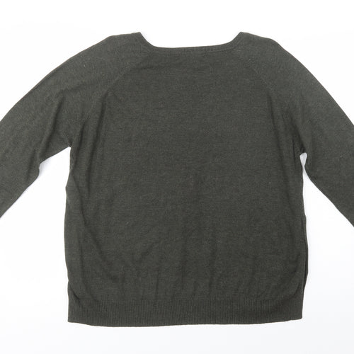 Marks and Spencer Womens Green Crew Neck  Cotton Pullover Jumper Size L