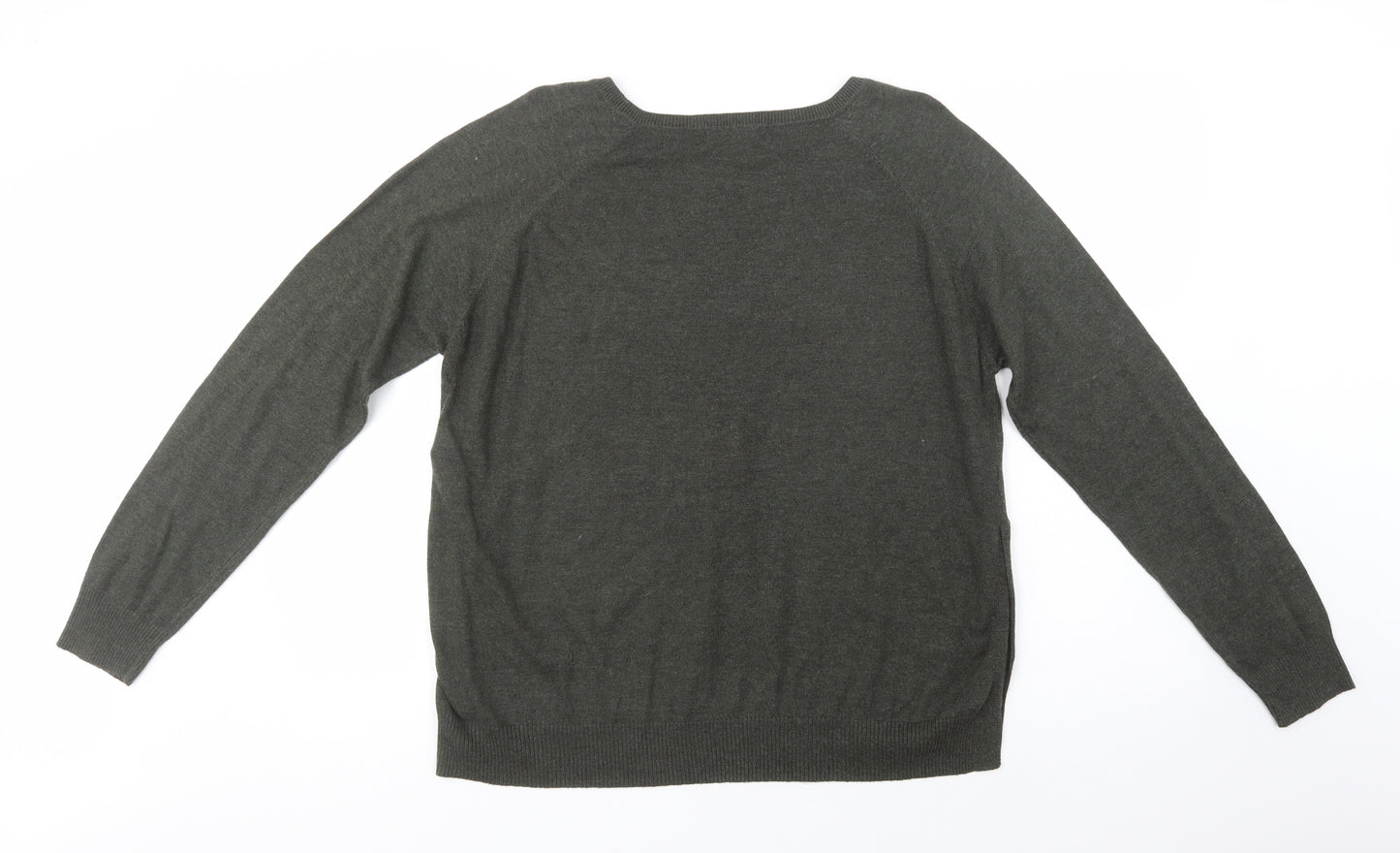 Marks and Spencer Womens Green Crew Neck  Cotton Pullover Jumper Size L