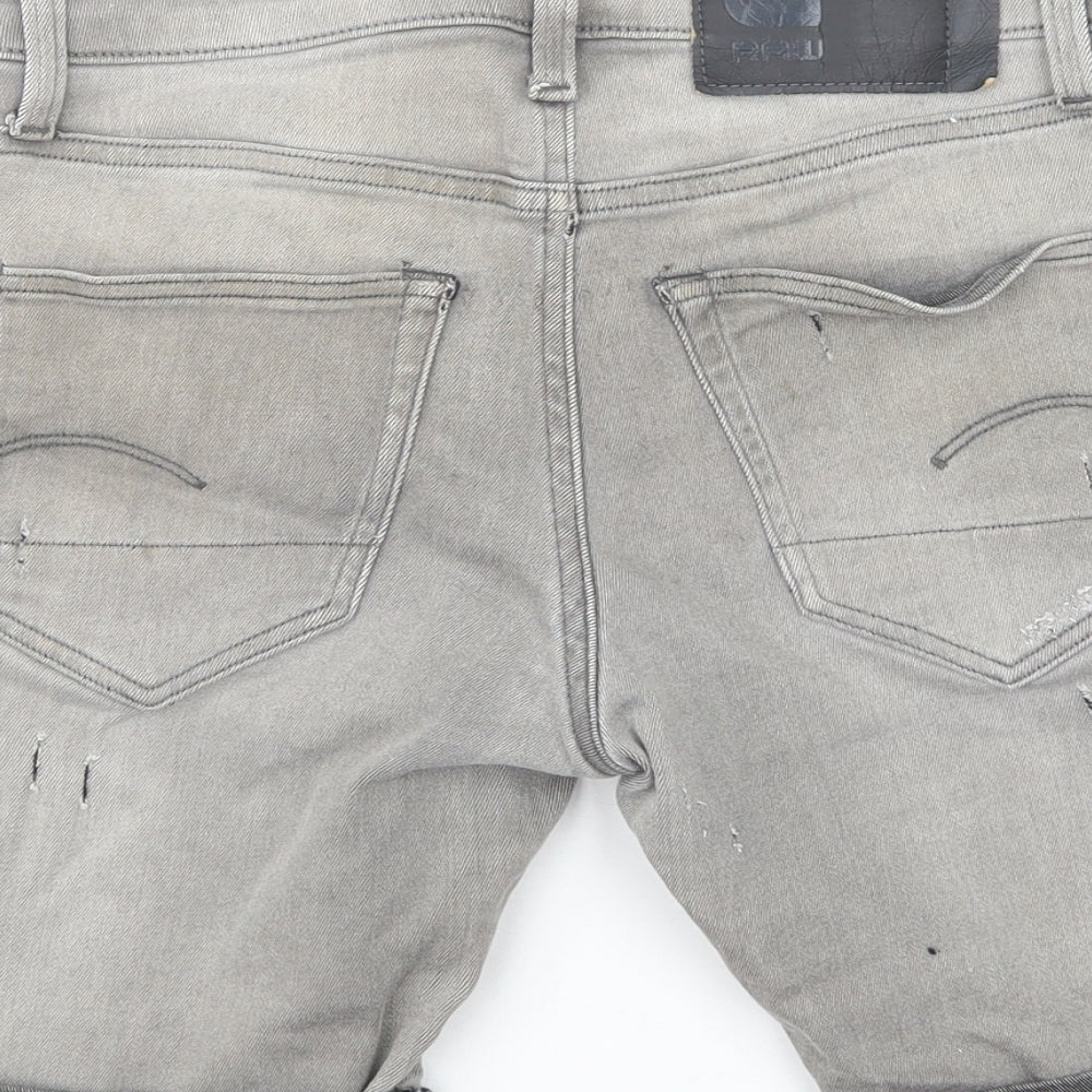 G-Star Raw Mens Grey  Cotton Chino Shorts Size 30 in L8 in Regular Button