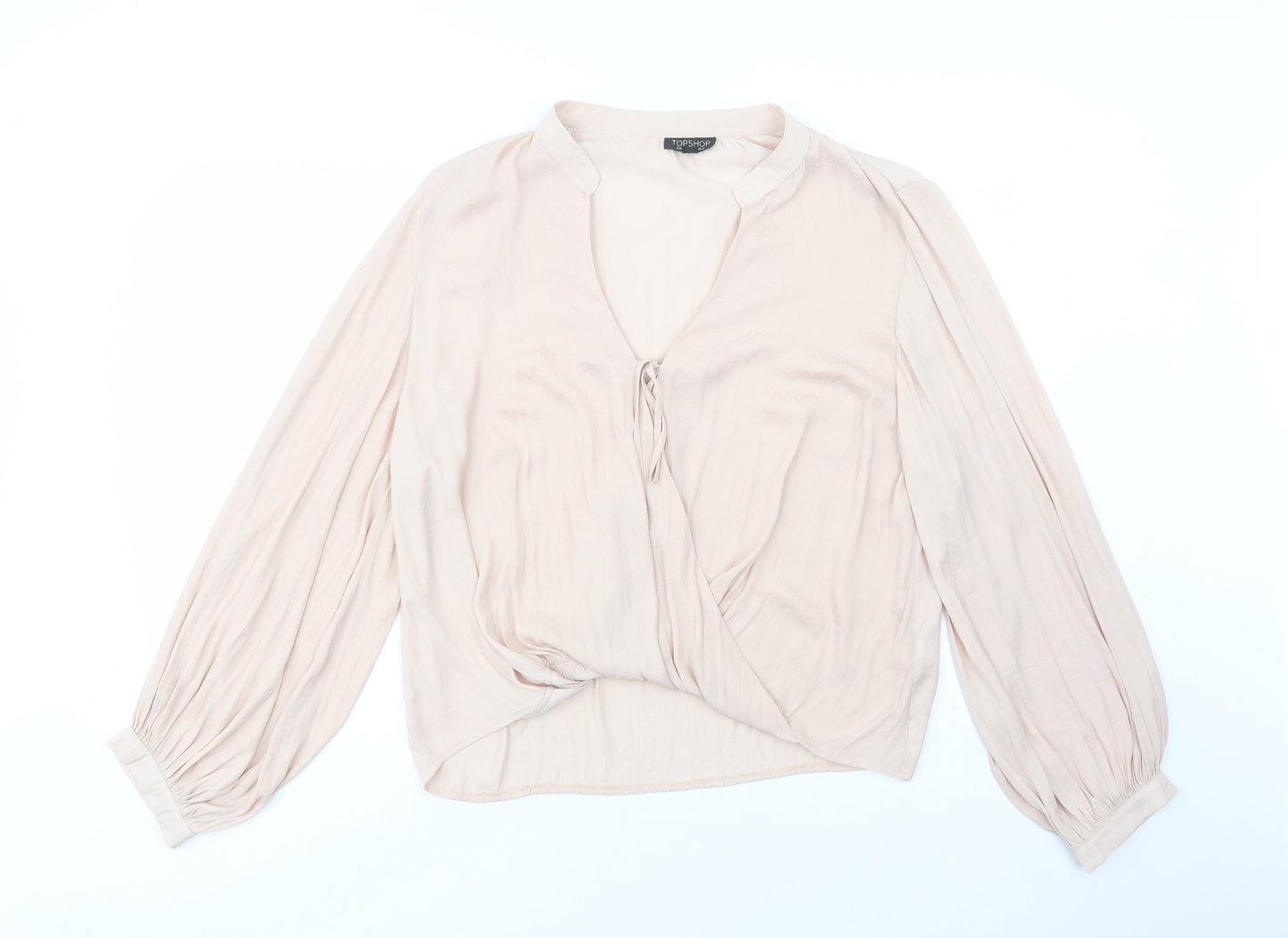 Topshop Womens Pink  Polyester Basic Blouse Size 14 V-Neck