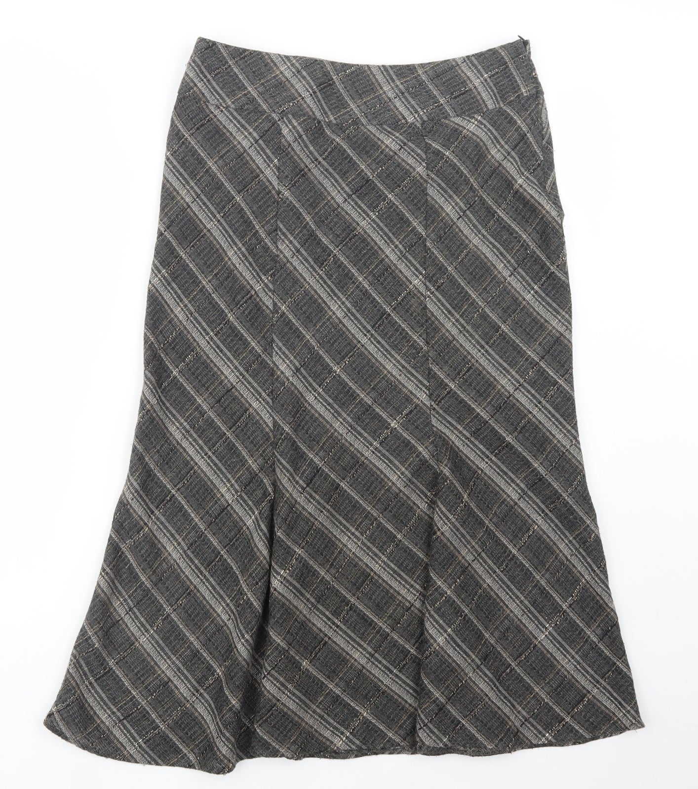 F&F Womens Grey Plaid Polyester A-Line Skirt Size 10   Zip