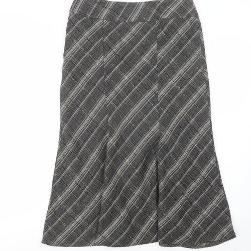 F&F Womens Grey Plaid Polyester A-Line Skirt Size 10   Zip
