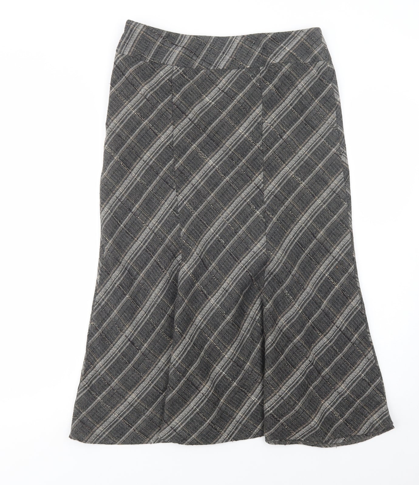 F&F Womens Grey Plaid Polyester A-Line Skirt Size 10   Zip