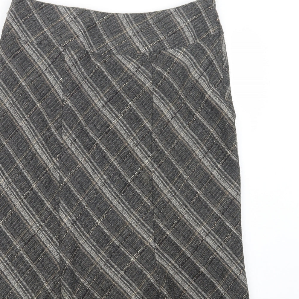 F&F Womens Grey Plaid Polyester A-Line Skirt Size 10   Zip