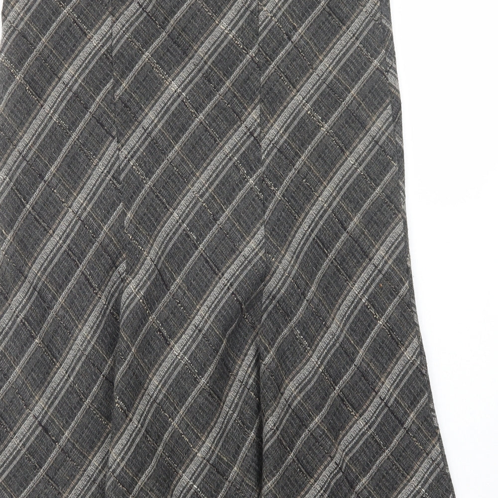 F&F Womens Grey Plaid Polyester A-Line Skirt Size 10   Zip