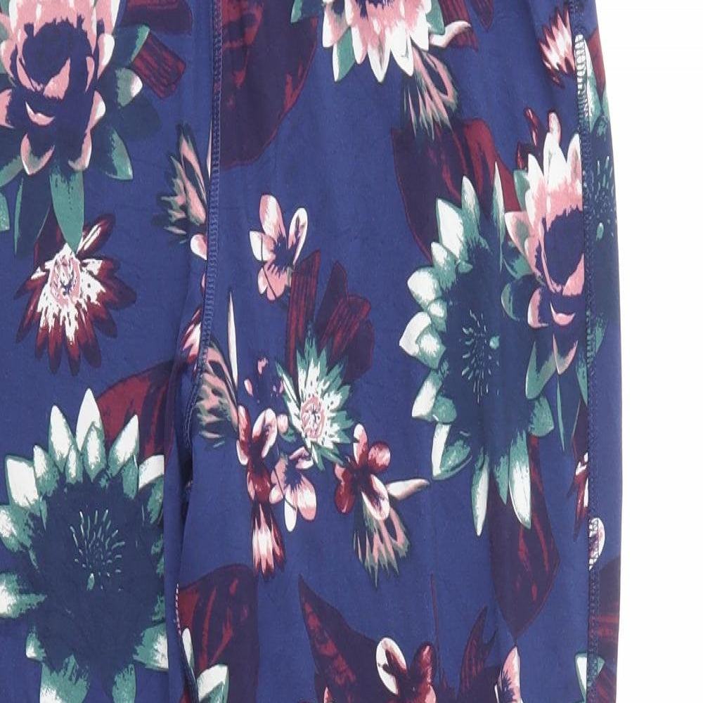 TU Womens Blue Floral Polyester Jogger Leggings Size 16 L28 in