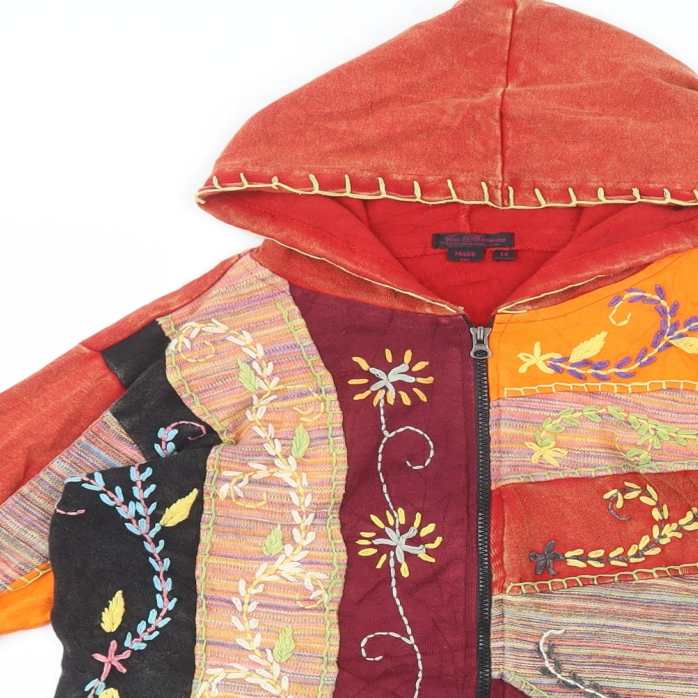 Joe Browns Womens Multicoloured Floral Cotton Full Zip Hoodie Size 14  Zip