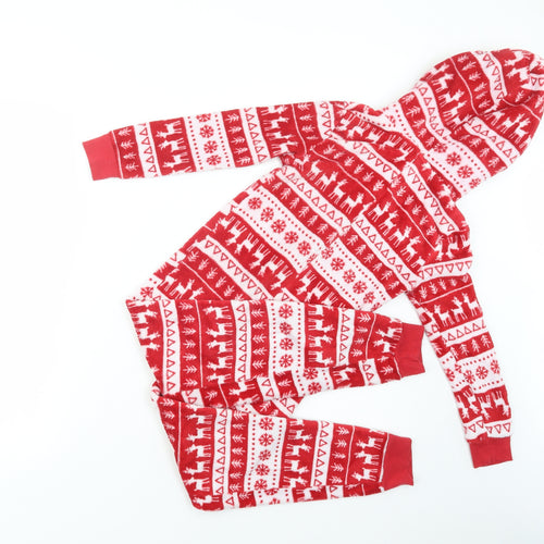 Peacocks Girls Red Fair Isle Polyester  Bodysuit Size 8-9 Years  Zip - Onesie