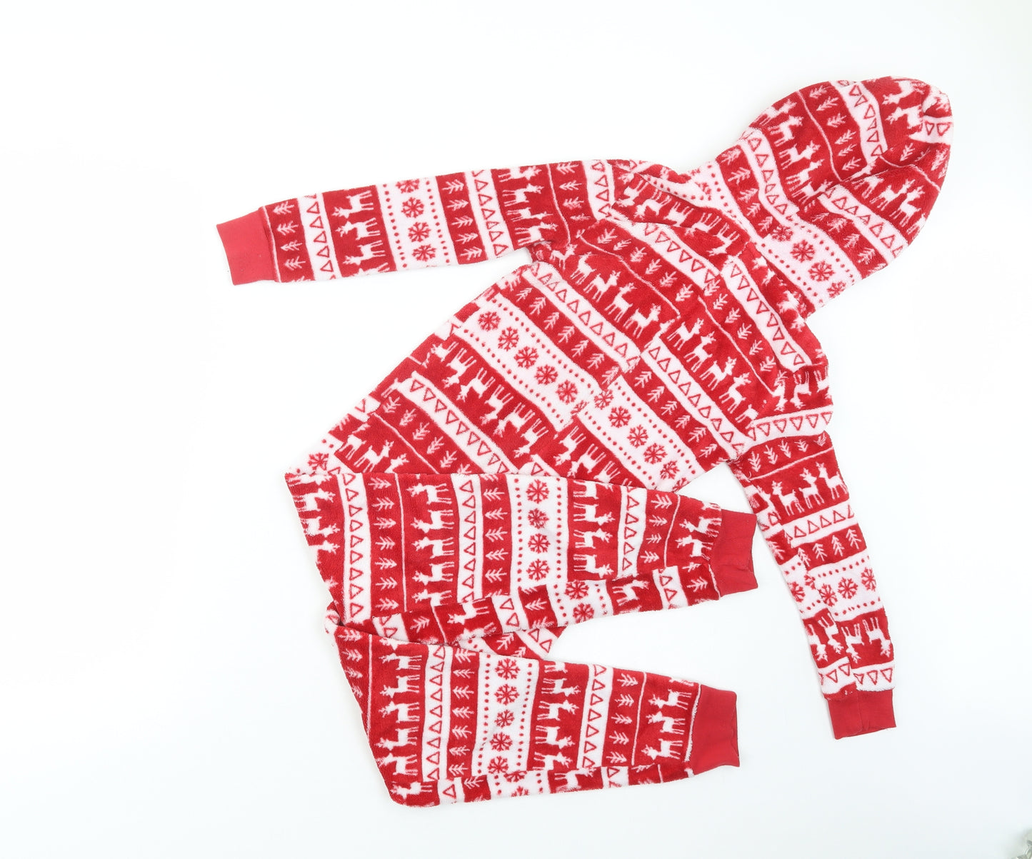 Peacocks Girls Red Fair Isle Polyester  Bodysuit Size 8-9 Years  Zip - Onesie