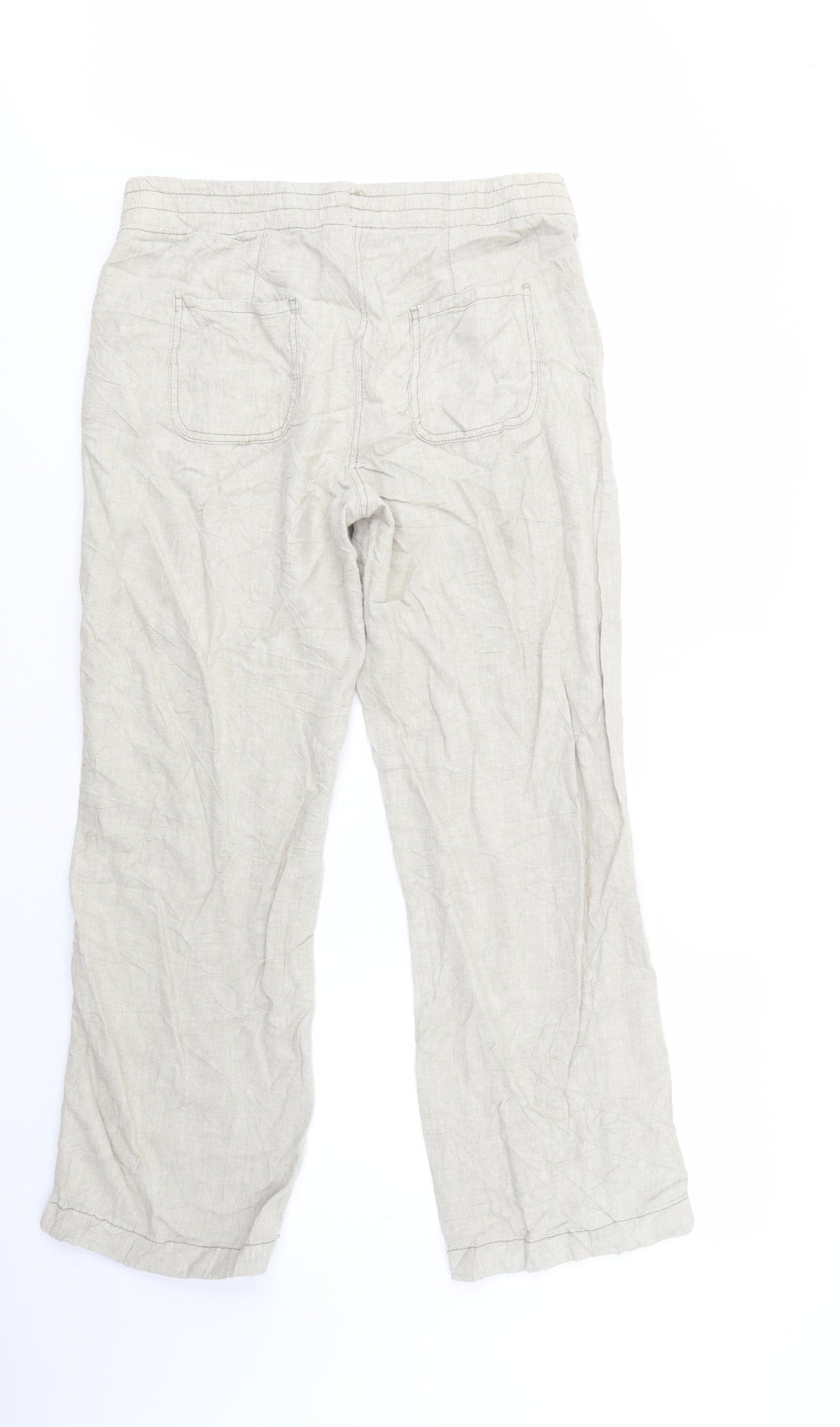 George Womens Beige  Linen Trousers  Size 14 L30 in Regular Drawstring
