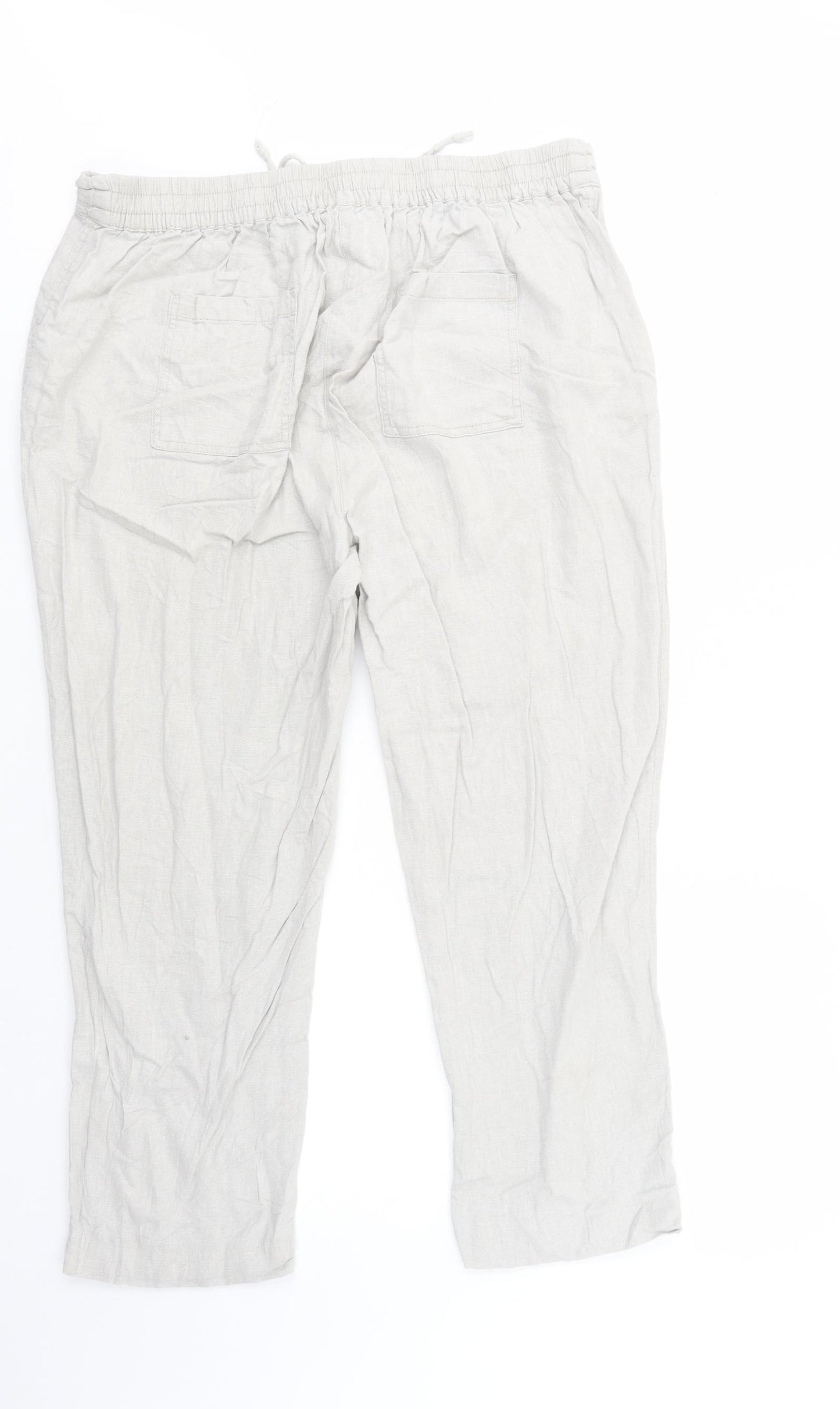 JD Williams Womens Grey  Linen Trousers  Size 16 L26 in Regular Button