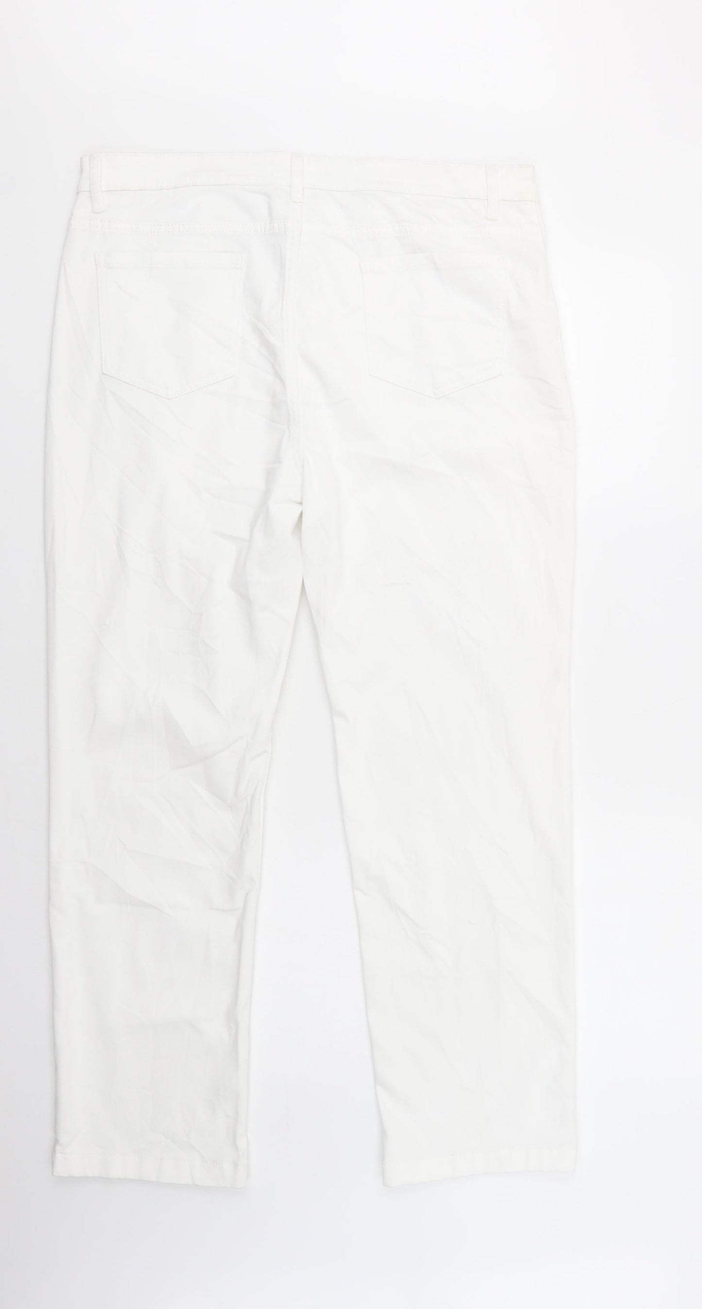 Per Una Womens White  Cotton Straight Jeans Size 16 L29 in Regular Button