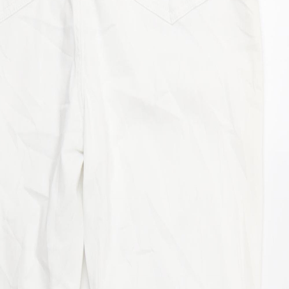 Per Una Womens White  Cotton Straight Jeans Size 16 L29 in Regular Button