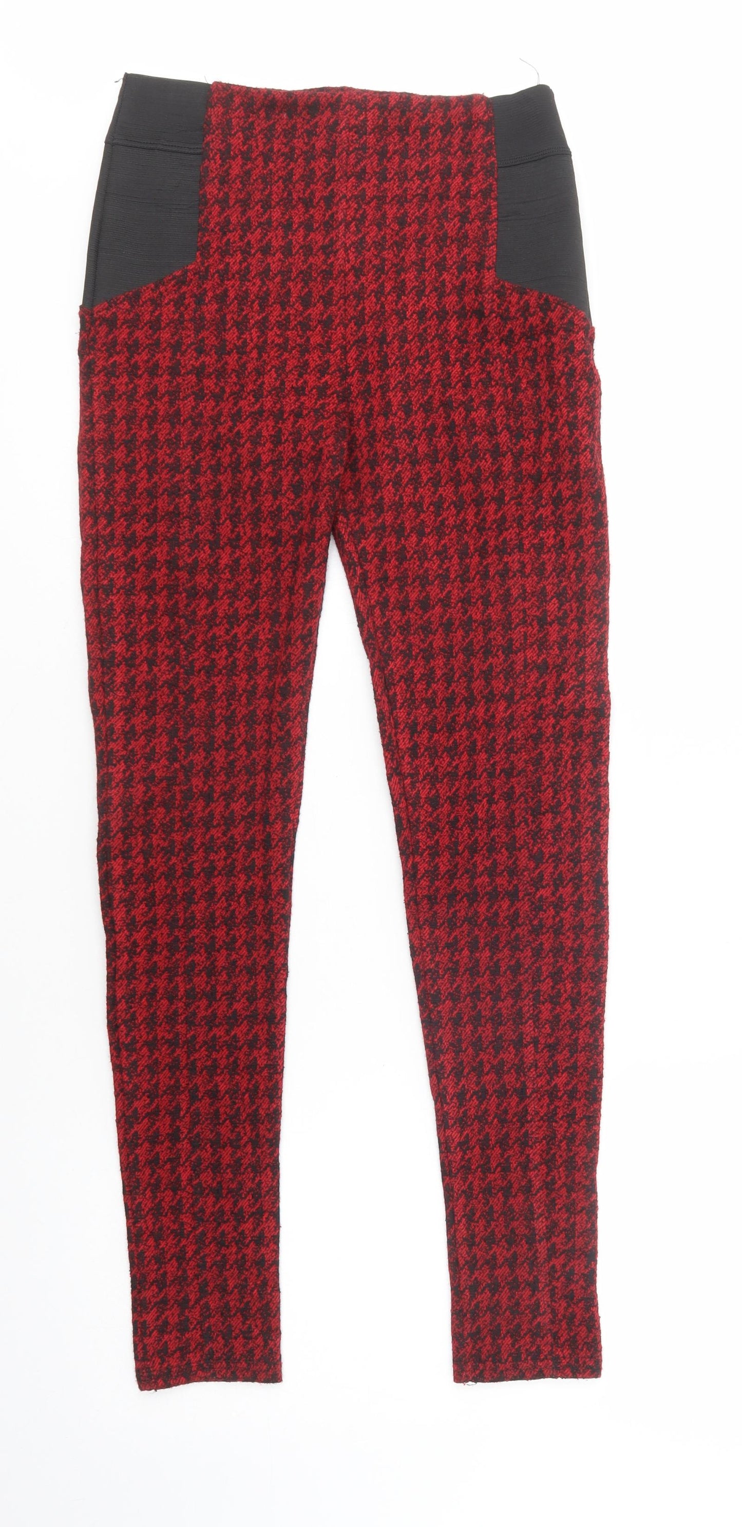 River Is Womens Red Houndstooth Polyester Jegging Trousers Size 10 L30 in Regular