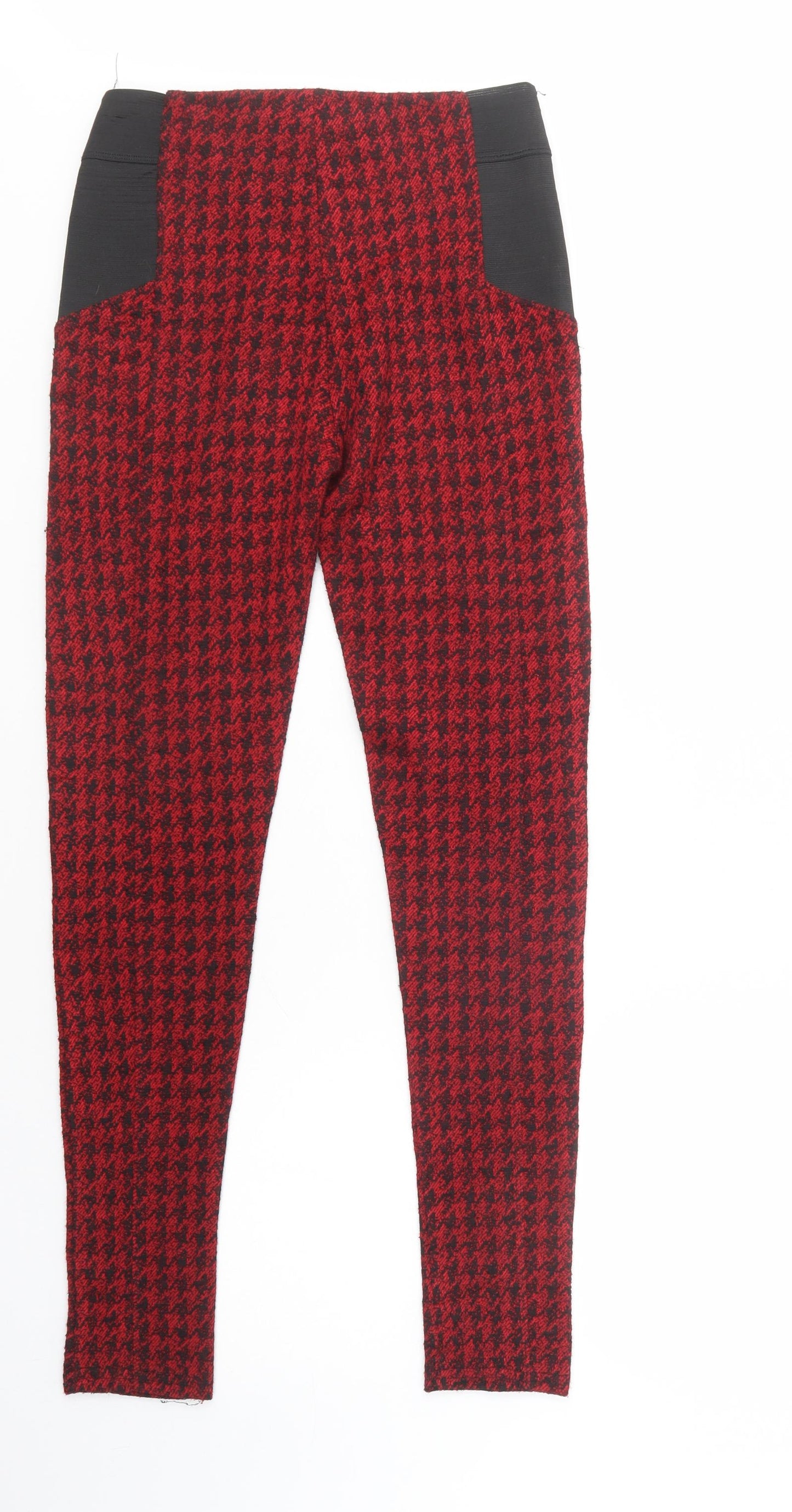 River Is Womens Red Houndstooth Polyester Jegging Trousers Size 10 L30 in Regular