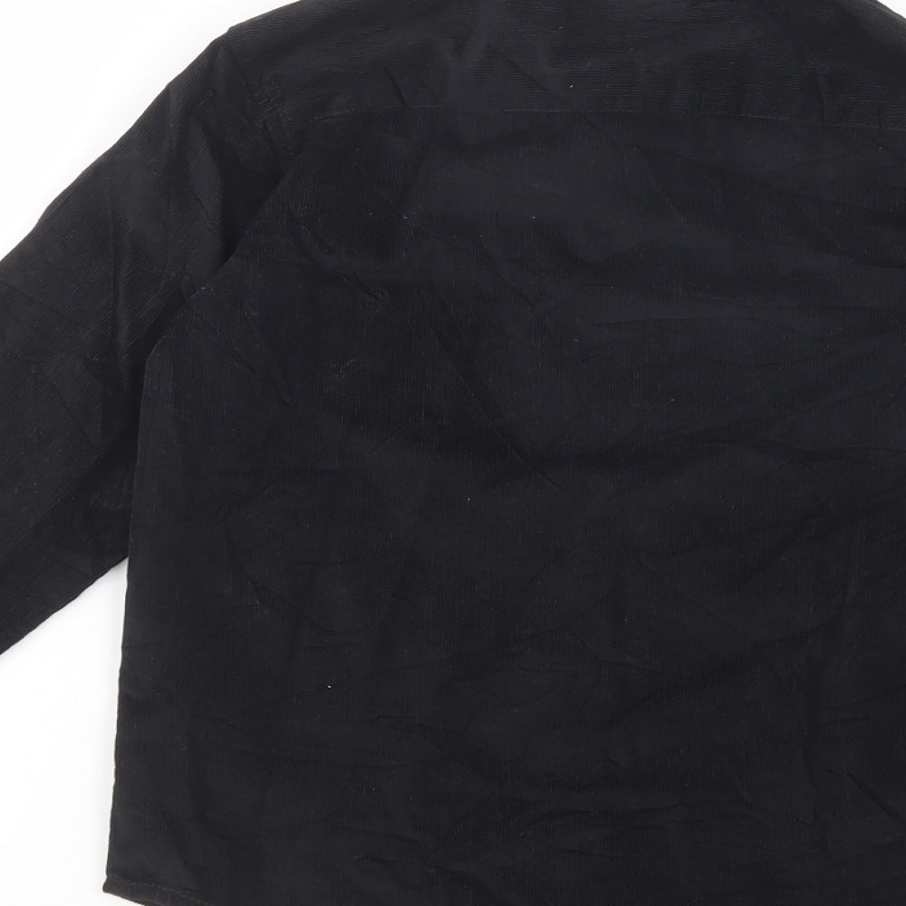 Kite&Cosmic Boys Black  Cotton Basic Button-Up Size 7-8 Years Collared Snap