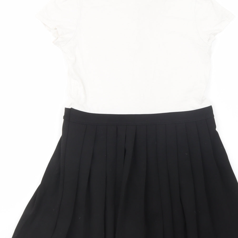 George Girls Black  Cotton Fit & Flare  Size 9-10 Years  Collared Button - School Wear