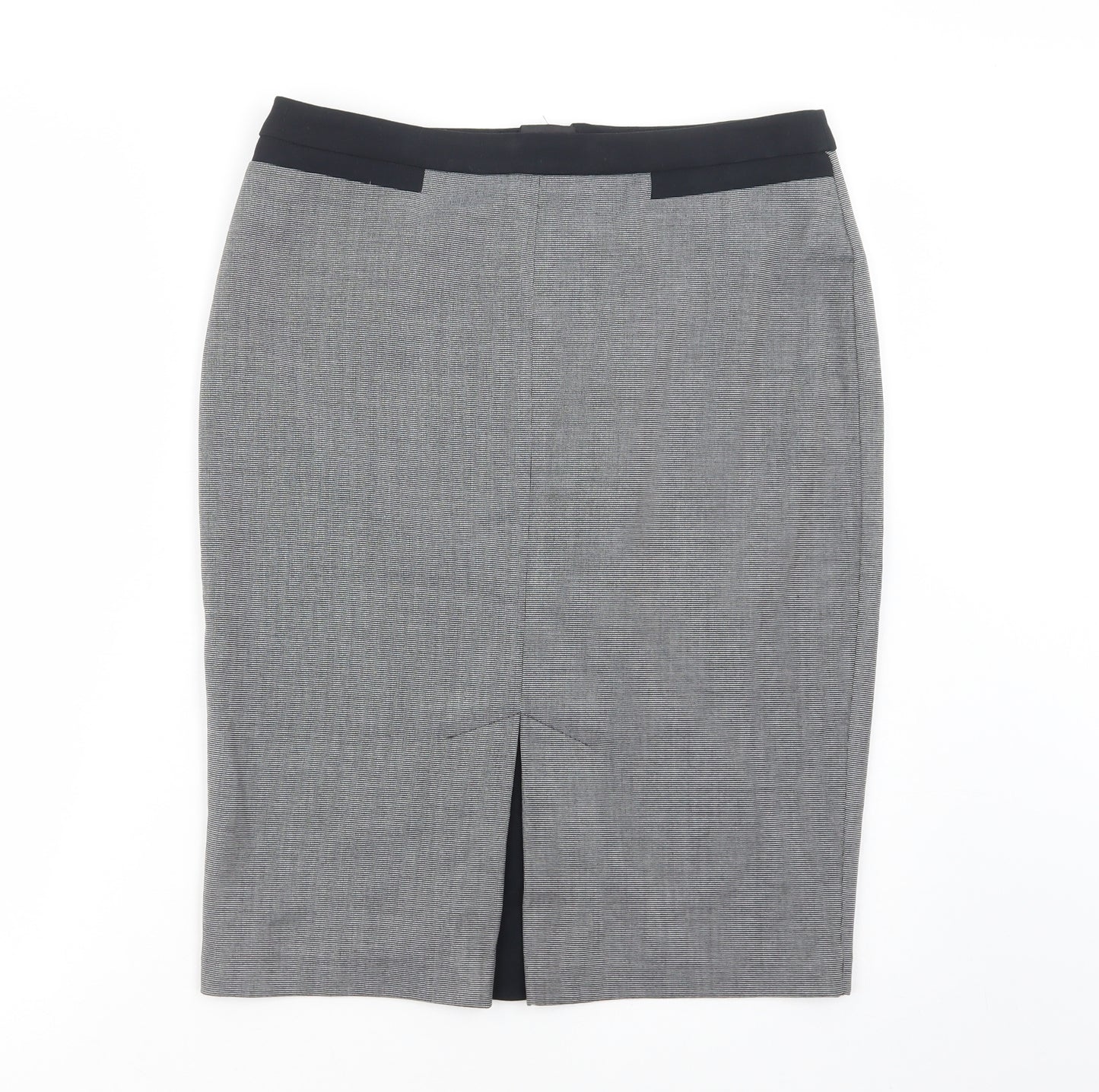 Marks and Spencer Womens Grey  Polyester Straight & Pencil Skirt Size 12   Zip
