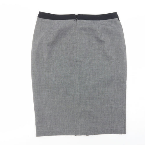 Marks and Spencer Womens Grey  Polyester Straight & Pencil Skirt Size 12   Zip
