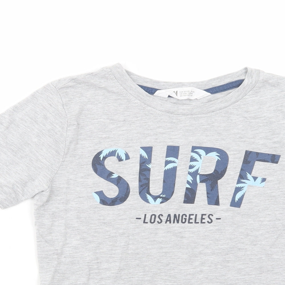 H&M Boys Grey  Cotton Basic T-Shirt Size 7-8 Years Crew Neck Pullover - Surf Los Angeles