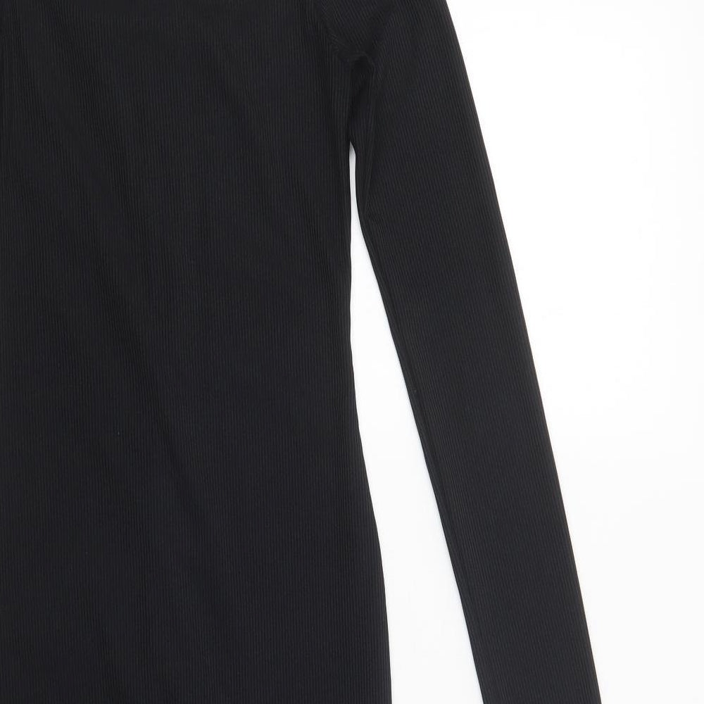 PRETTYLITTLETHING Womens Black  Polyester Bodycon  Size 8  Off the Shoulder Pullover